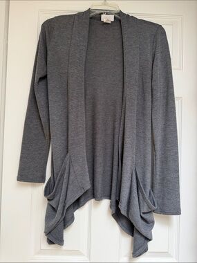 Gray Open-Front Draped Cardigan Sweater - Women